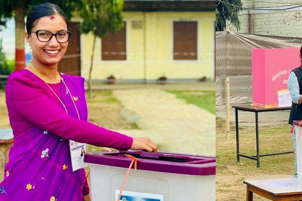 चितवन-३ बाट उम्मेदवार रेनु र सोविताले पनि गरे मतदान